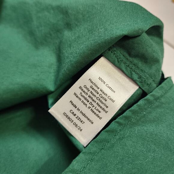 Talbots Womens Short Sleeve Poplin Top Size Medium Petite Heritage Green Puff - Picture 8 of 10